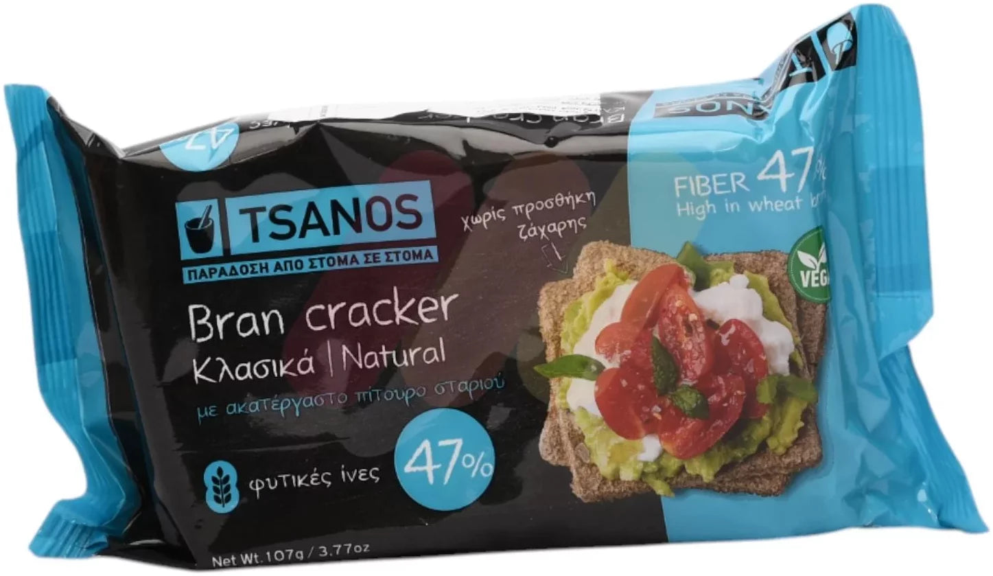 Tsanos Crackers Bran 47% - Vegetarian 107g