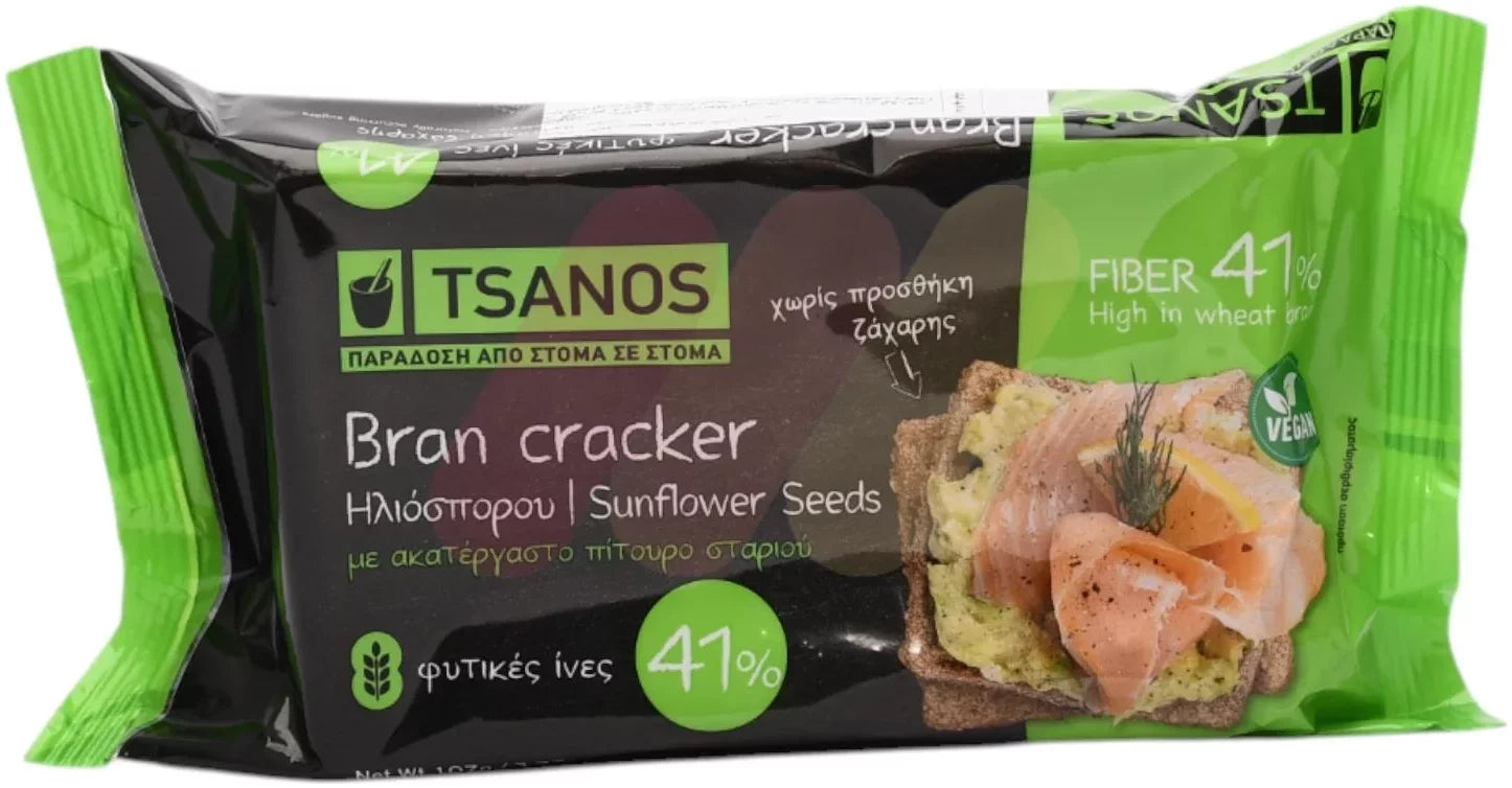 Tsanos Crackers Sunflower Bran - Vegetarian 107g