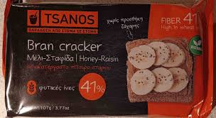 Tsanos Crackers Raisin Bran Honey - Vegetarian 107g