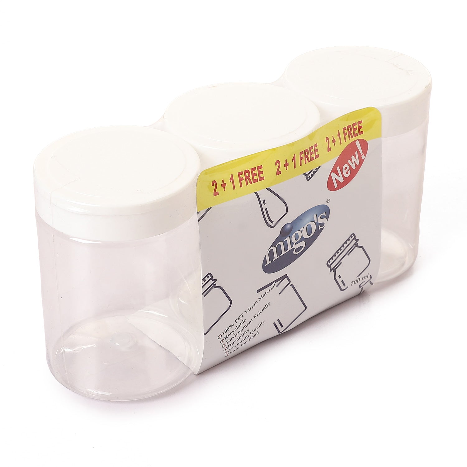 Migo's 700ml White Plastic Containers with Lids (2+1 Free)