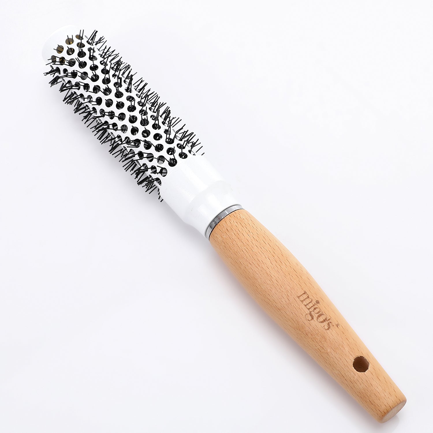 Migo's Metal Blowout Hair Brush - Medium Wood Handle