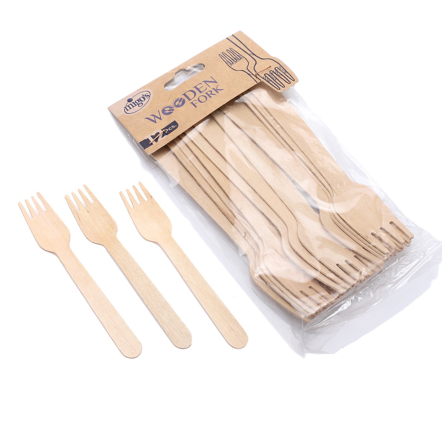 Migo's  wooden  fork 12PCS