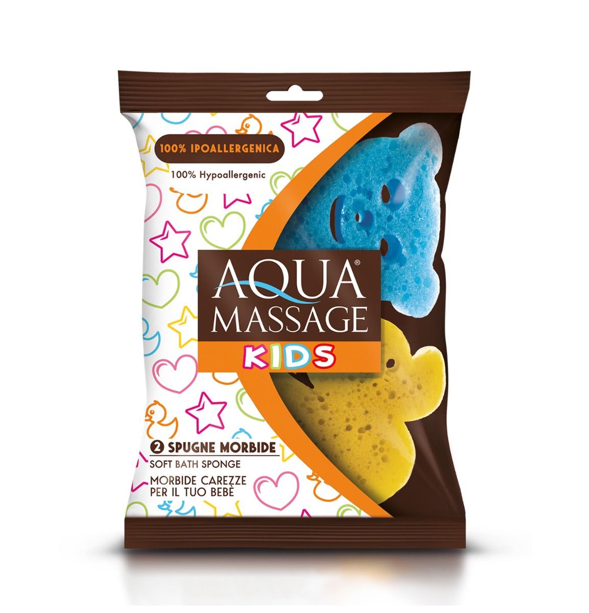 Aqua Massage Kids Hypoallergenic Orange & Yellow Bath Sponge