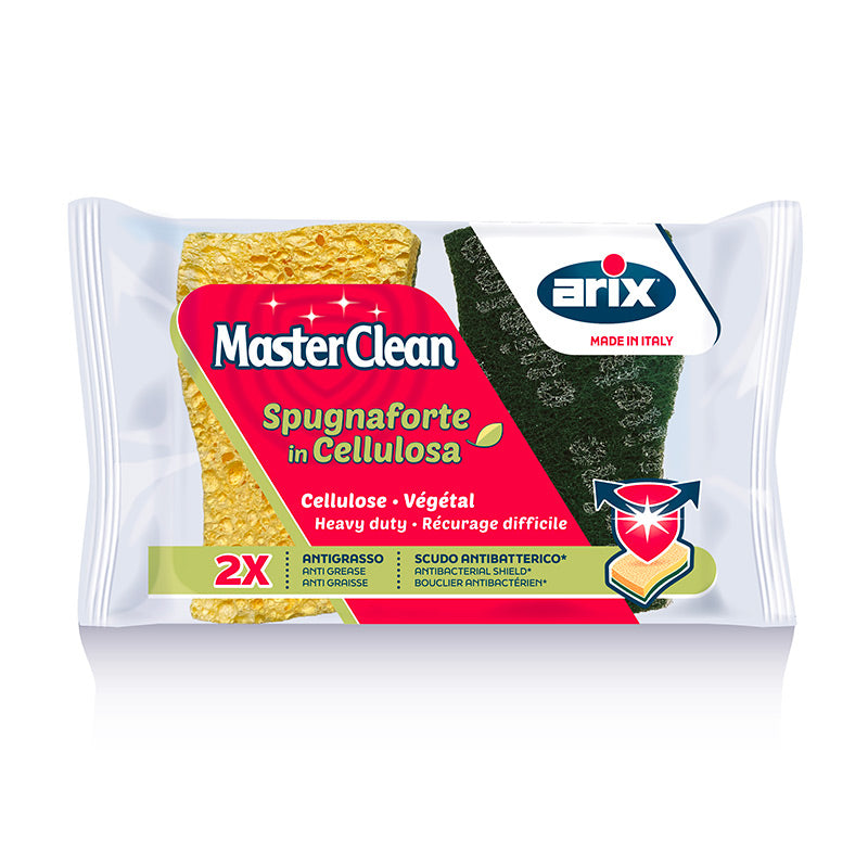 Heavy duty cellulose sponge scourer with antibacterial treatment 2 pcs