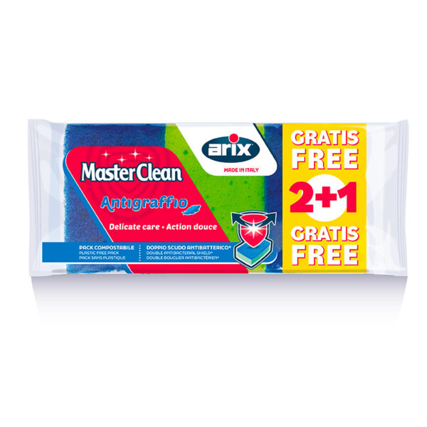 Masterclean Delicate sponge scourer with antibacterial treatment – value pack 2+1 FREE