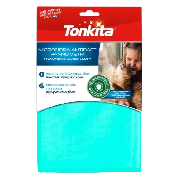 Far Trading Co. Arix Vetra antibacterial microfibre glass cloth in bright turquoise for streak-free cleaning