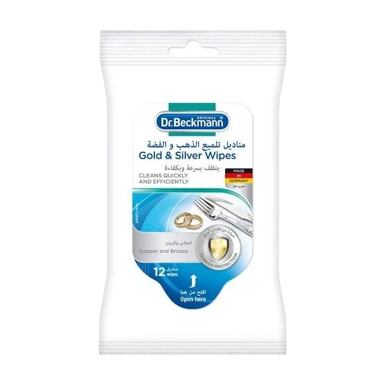 Far Trading Co. Dr.Beckmann gold and silver polishing wipes pack containing 12 cleaning cloths for jewelry and metal