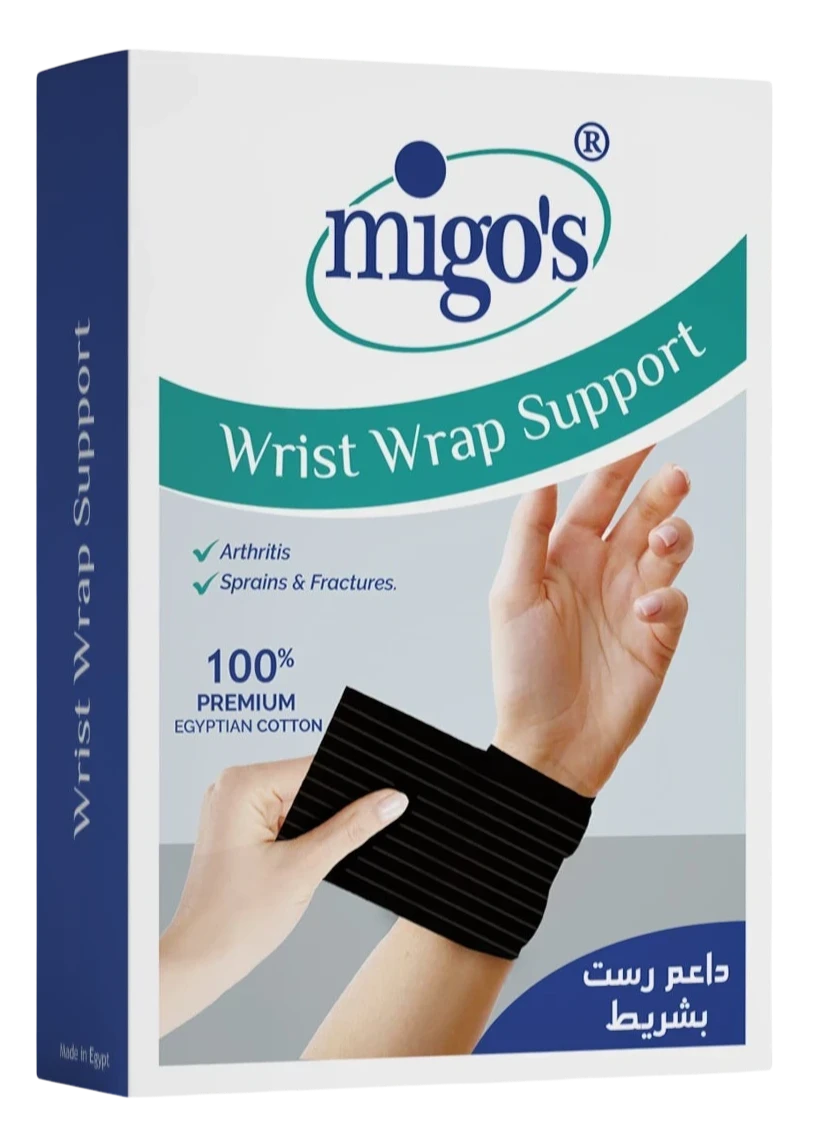 Far Trading Co. Migo s black elastic wrist support wrap with adjustable strap for arthritis and sprain relief