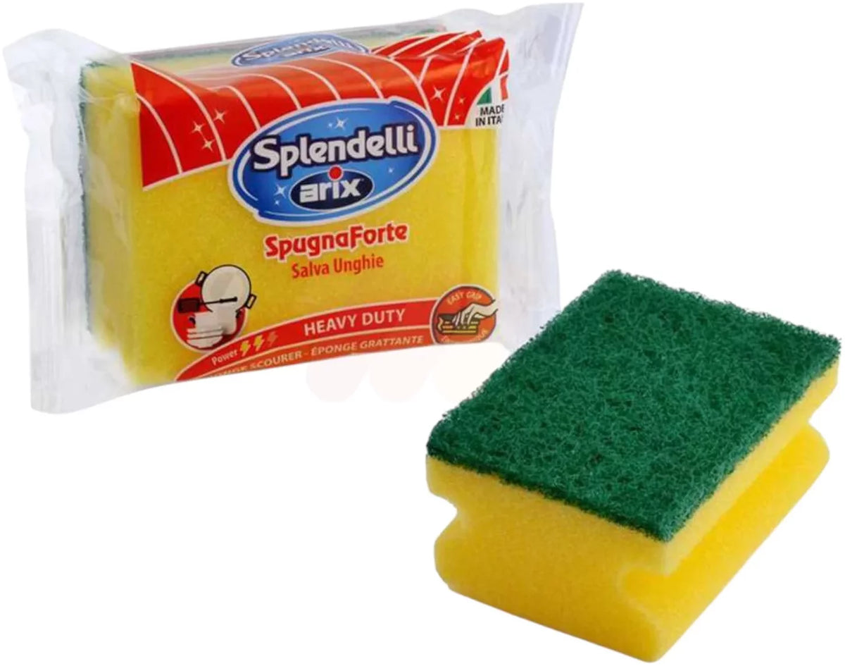 Far Trading Co. Splendelli nail saver dish sponge in yellow with micropore technology for heavy duty cleaning