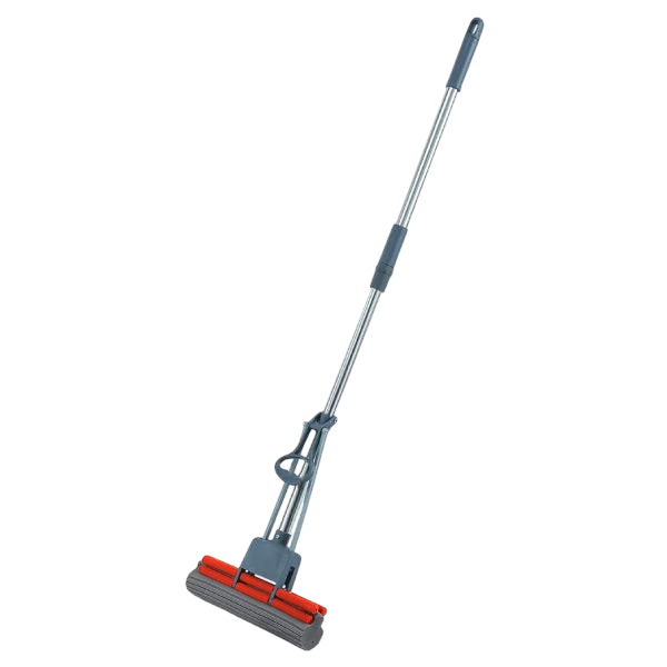 Far Trading Co. Tonkita PVA mop with integrated wringer mechanism, featuring a grey sponge head and silver handle.