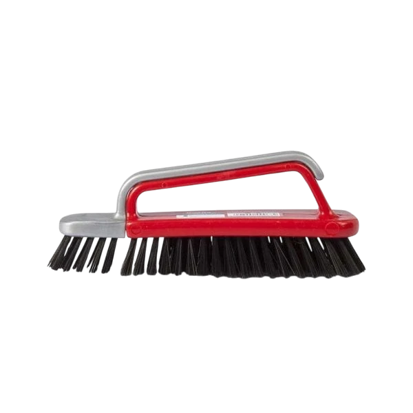 Far Trading Co. Tonkita shoe brush with a red plastic handle and durable black bristles for cleaning footwear