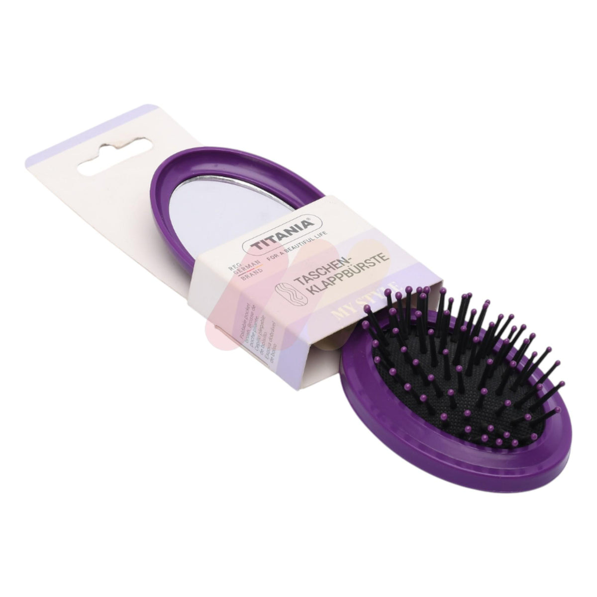 Titania Foldable Hair Brush With Mirror 1 Piece