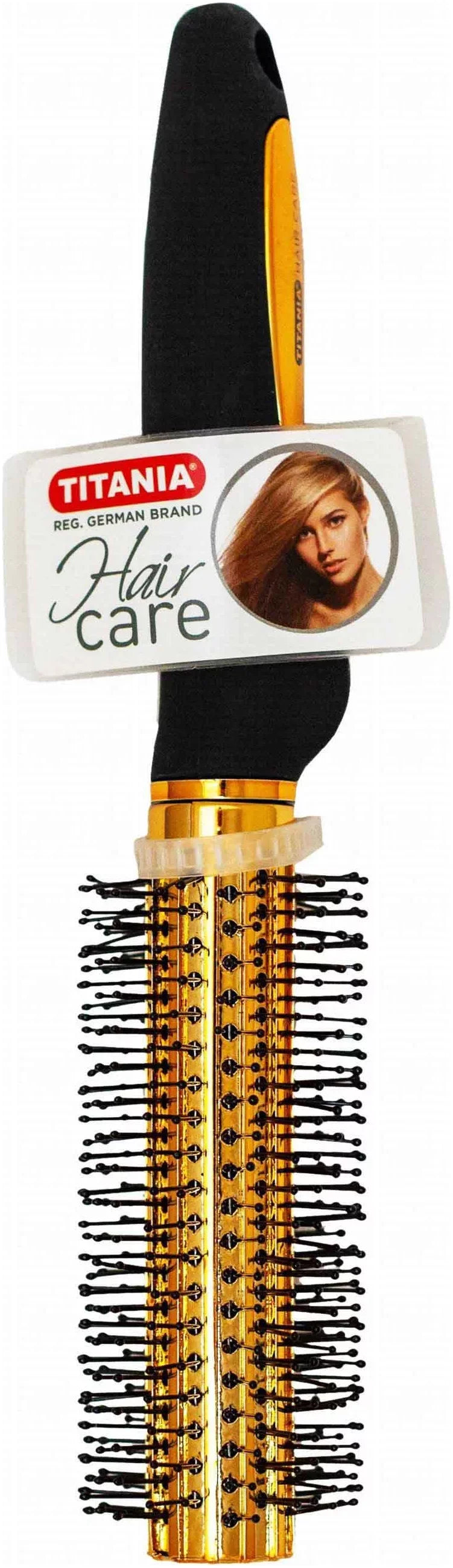 Titania Round Black & Gold Hair Brush