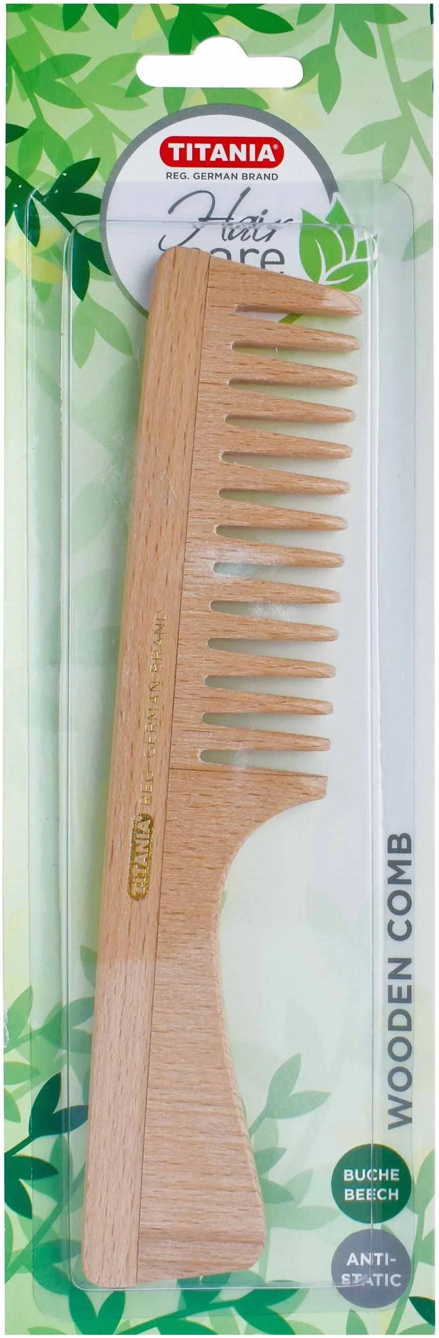 Titania Anti-Static Wooden Hair Comb with Handle