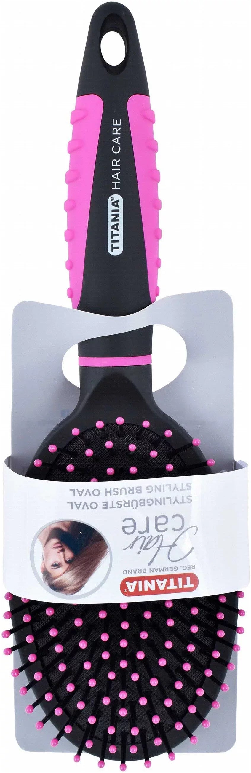 Titania Black & Pink Oval Hair Brush