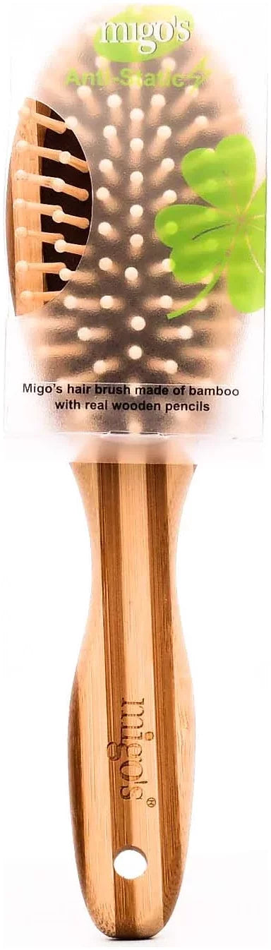 Migo's 03513 Anti-Static Oval Bamboo Hairbrush with Wooden Pencils
