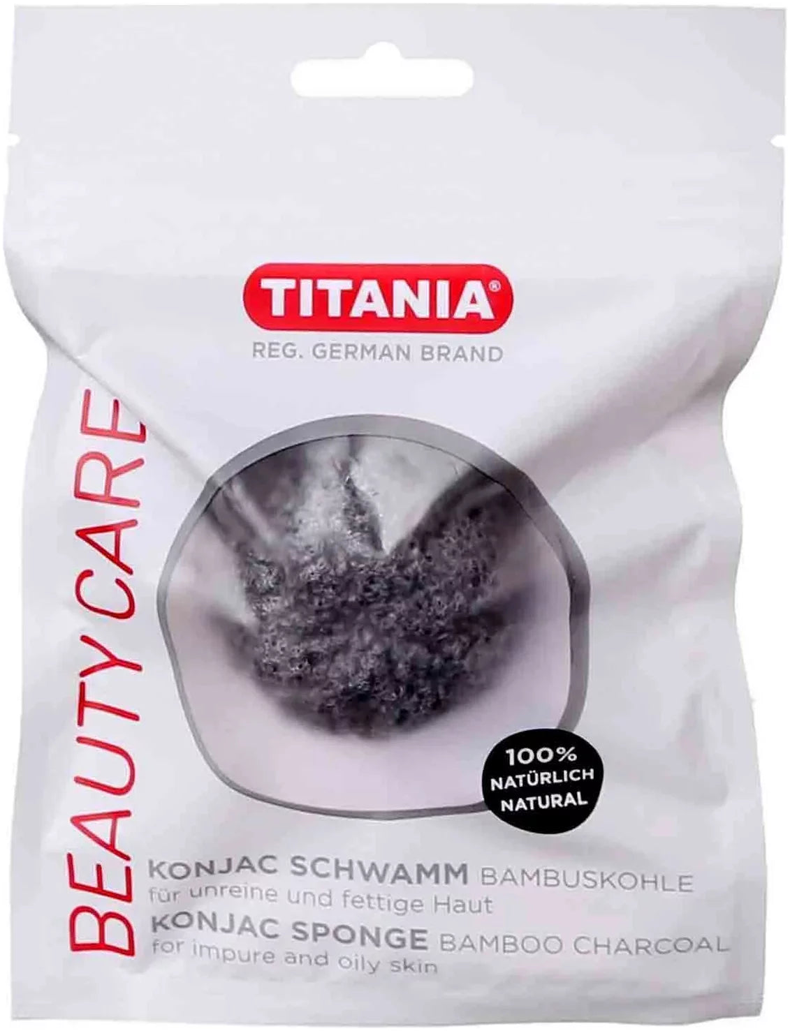 Titania Beauty Care Black Konjac Facial Sponge with Bamboo Charcoal for Impure & Oily Skin