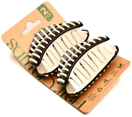 Migo's 2 Black And White Oval Hair Clips