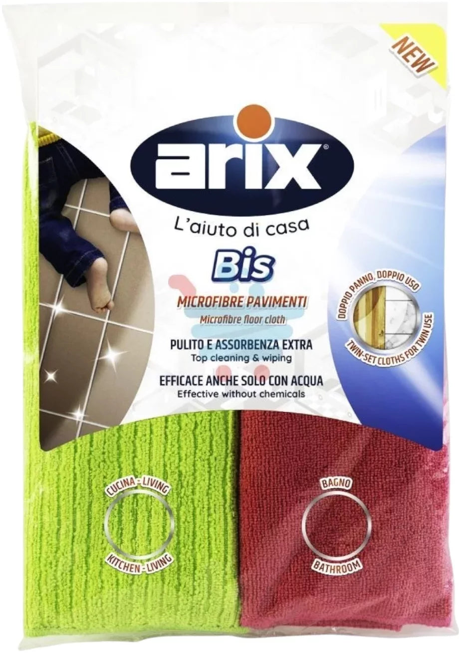 Arix Green & Pink Microfibre Floor Cloths Twin Set 2 Pieces