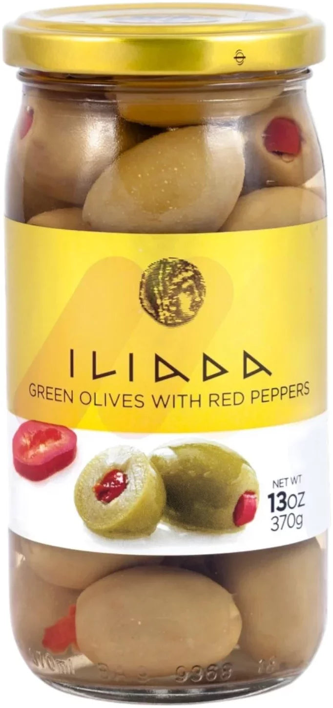 Iliada Green Olives With Red Pepper - 370 G